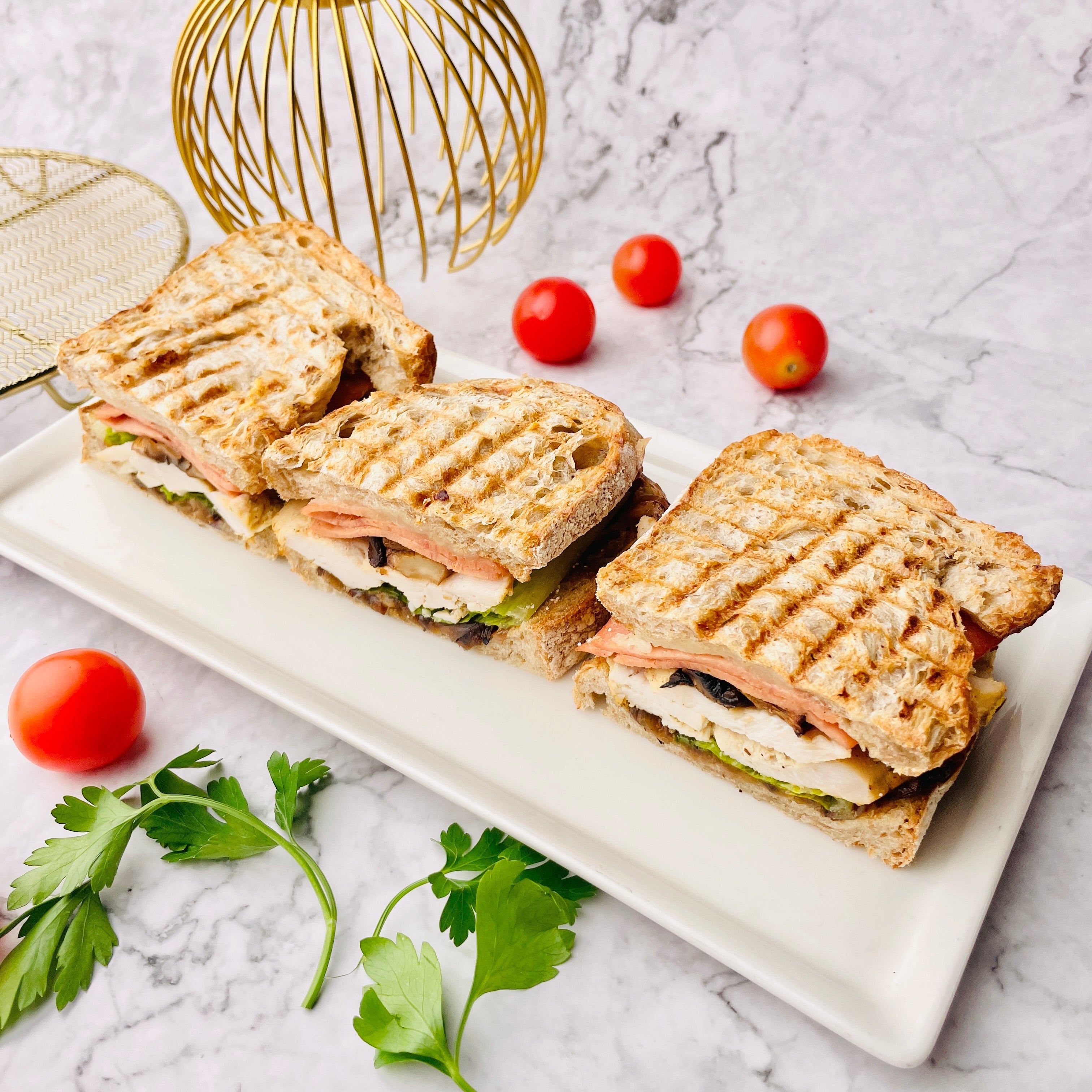 Smoked Chicken and Turkey Sandwich in Sourdough Bread