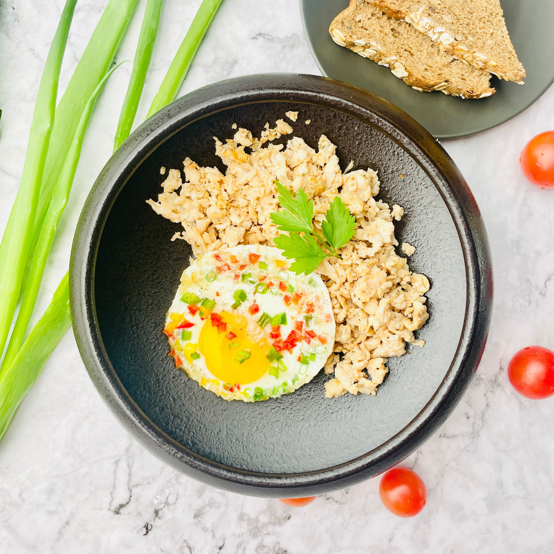 Chicken Mince with Bell Pepper Baked Eggs