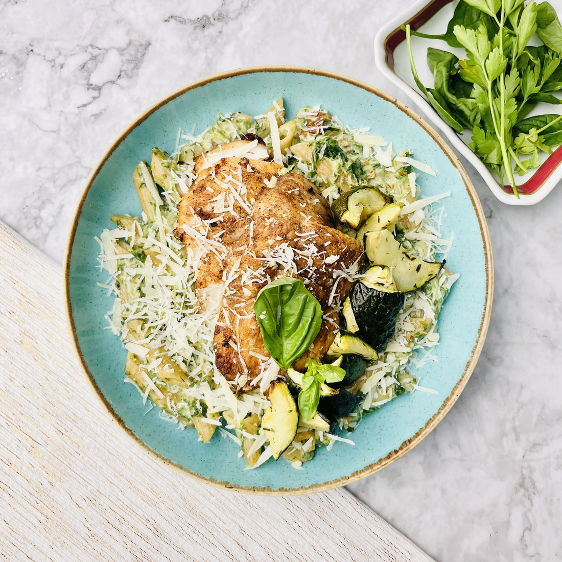 Crockpot Chicken with Whole Wheat Penne & Zucchini