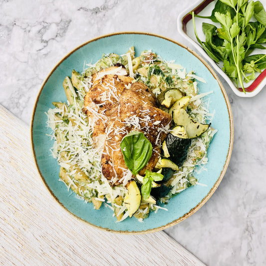 Crockpot Chicken with Whole Wheat Penne & Zucchini